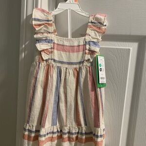 Carter's Cream Sundress with Pink, Blue & Tan Stripes